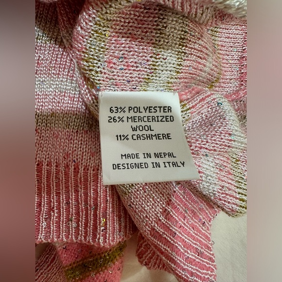 Happy Sheep crew neck  NWT Size Medium Pink-Green Sparkly with white stripes - Picture 5 of 10